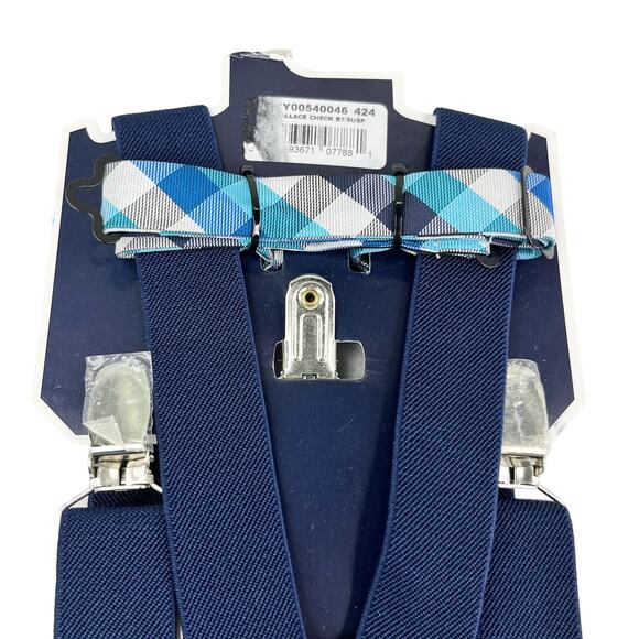Chaps Boys Bow Tie & Suspender Set Navy Gray New - Picture 7 of 10